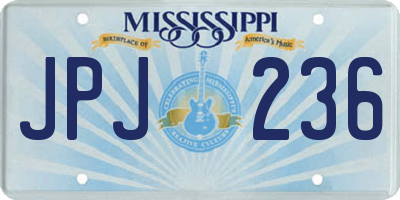 MS license plate JPJ236