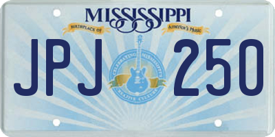 MS license plate JPJ250