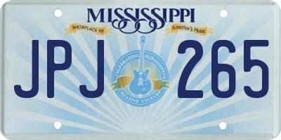 MS license plate JPJ265
