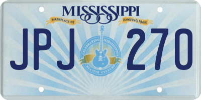MS license plate JPJ270