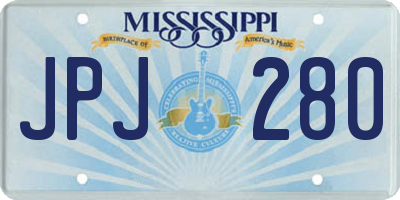 MS license plate JPJ280