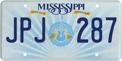 MS license plate JPJ287