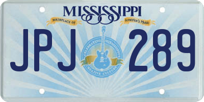 MS license plate JPJ289