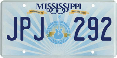 MS license plate JPJ292