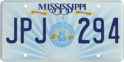 MS license plate JPJ294