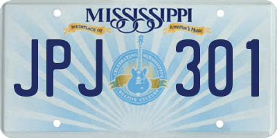MS license plate JPJ301