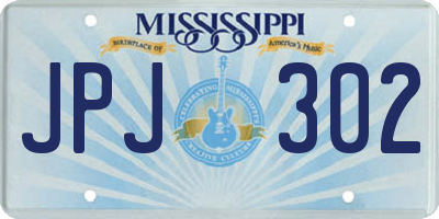 MS license plate JPJ302