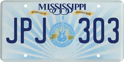 MS license plate JPJ303