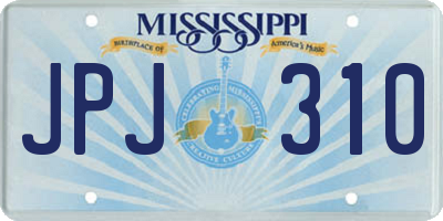 MS license plate JPJ310