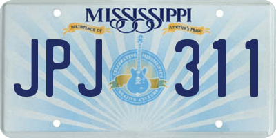 MS license plate JPJ311