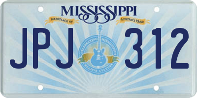 MS license plate JPJ312