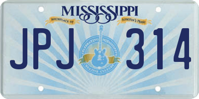 MS license plate JPJ314