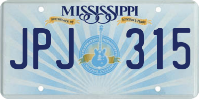 MS license plate JPJ315