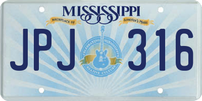 MS license plate JPJ316