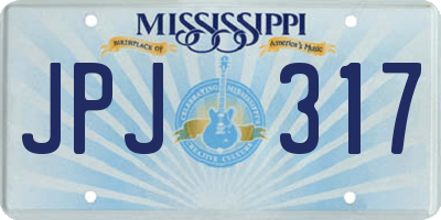MS license plate JPJ317