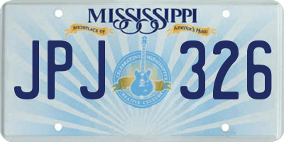 MS license plate JPJ326