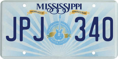 MS license plate JPJ340