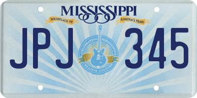MS license plate JPJ345