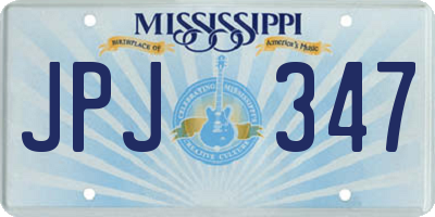 MS license plate JPJ347