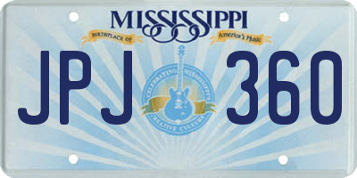 MS license plate JPJ360