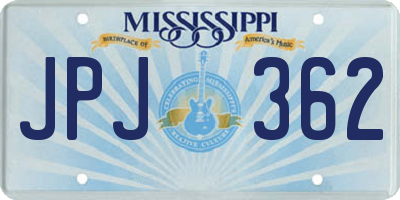 MS license plate JPJ362