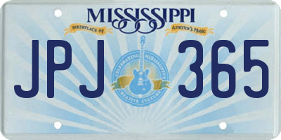 MS license plate JPJ365