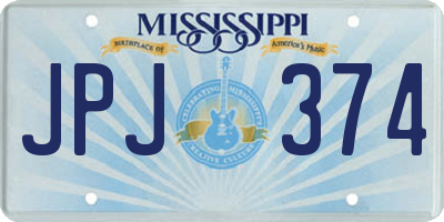 MS license plate JPJ374