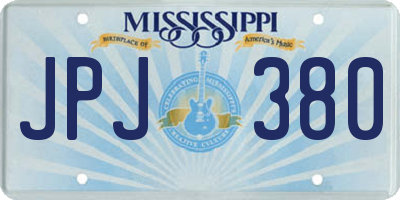MS license plate JPJ380