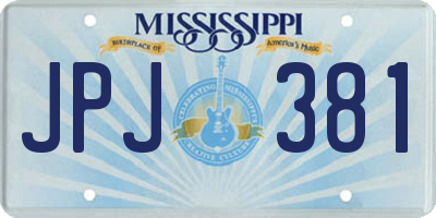 MS license plate JPJ381