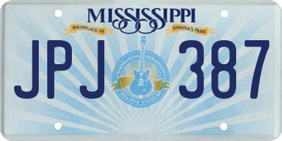 MS license plate JPJ387