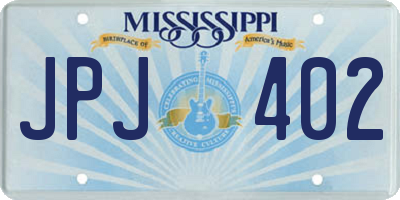 MS license plate JPJ402
