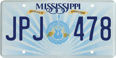 MS license plate JPJ478