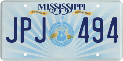 MS license plate JPJ494