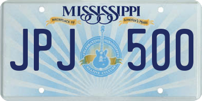 MS license plate JPJ500