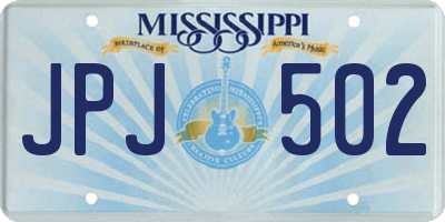 MS license plate JPJ502