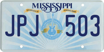 MS license plate JPJ503