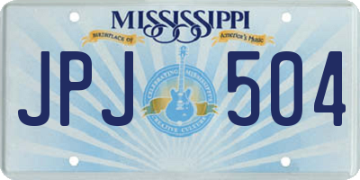 MS license plate JPJ504
