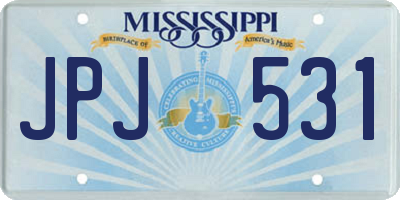 MS license plate JPJ531
