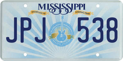 MS license plate JPJ538