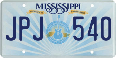 MS license plate JPJ540