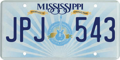 MS license plate JPJ543
