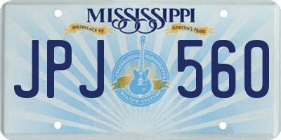 MS license plate JPJ560