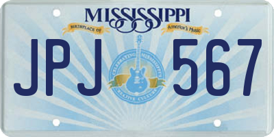 MS license plate JPJ567