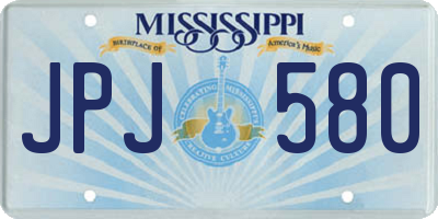 MS license plate JPJ580