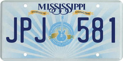 MS license plate JPJ581