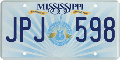 MS license plate JPJ598