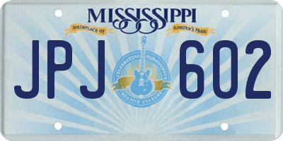 MS license plate JPJ602