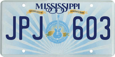 MS license plate JPJ603