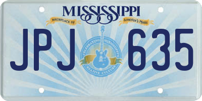 MS license plate JPJ635