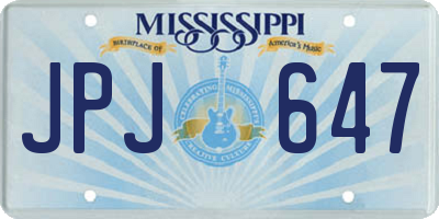 MS license plate JPJ647